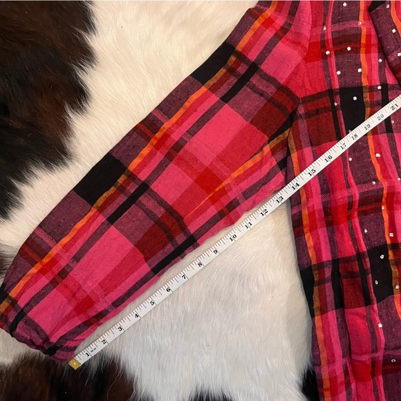 Criscione Vintage Pink Plaid Flannel Crystal Blazer Women’s Medium - Picture 8 of 10
